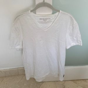 John Varvatos Raw Edge V-Neck White T-Shirt